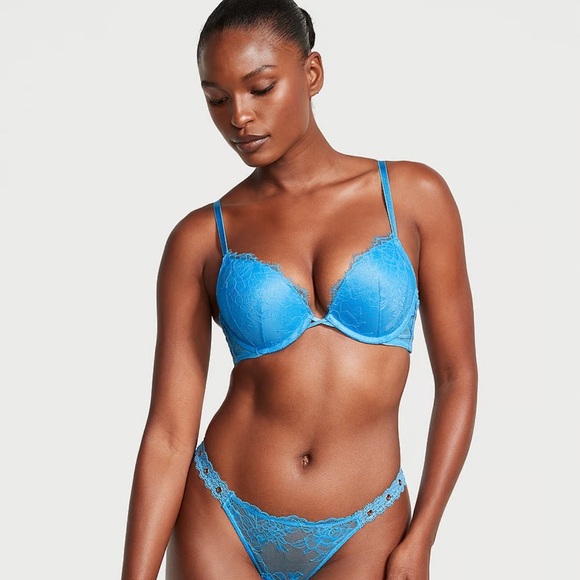 Victoria Secret Bombshell Rose‎ Lace & Grommet Push Up Bra - Picture 2 of 6